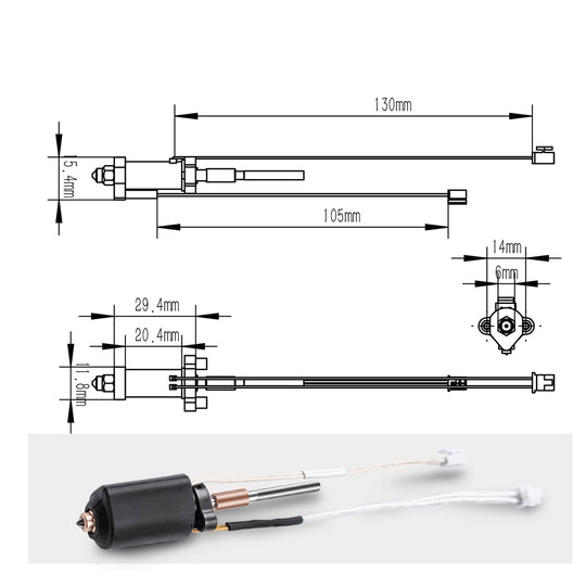 Upgrade Ceramic Hotend for  Creality Hi/Hi Combo, Extruder Printer Head Kit with 0.4mm High Flow Bimetallic Nozzle, Heated Ceramic Ring, Titanium Alloy Throat for Creality Hi/Hi Combo 3D printer