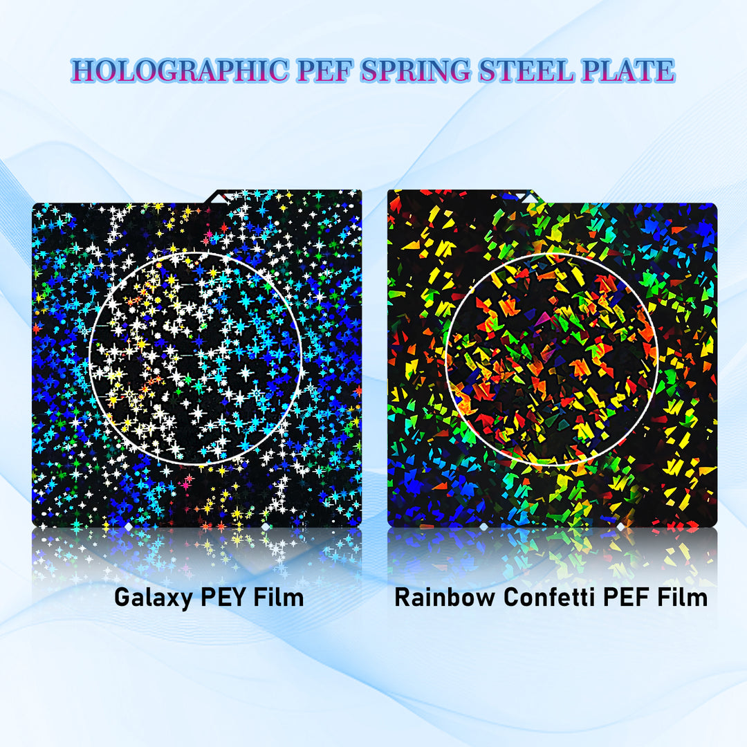 IdeaFormer Galaxy PEY + Rainbow Confetti PEF Spring Steel Build Plate, 264×276mm for Anycubic Kobra S1/S1C