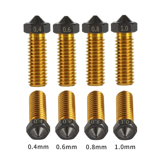 10Pcs V6 Volcano PTFE Nozzles 0.4/0.6/0.8/1.0mm M6 Thread Hotend Extruder PTFE Coating Volcano Nozzle for Artillery Genius, Sidewinder X1, X2, for Anycubic Vyper, Kobra Plus, Kobra Max