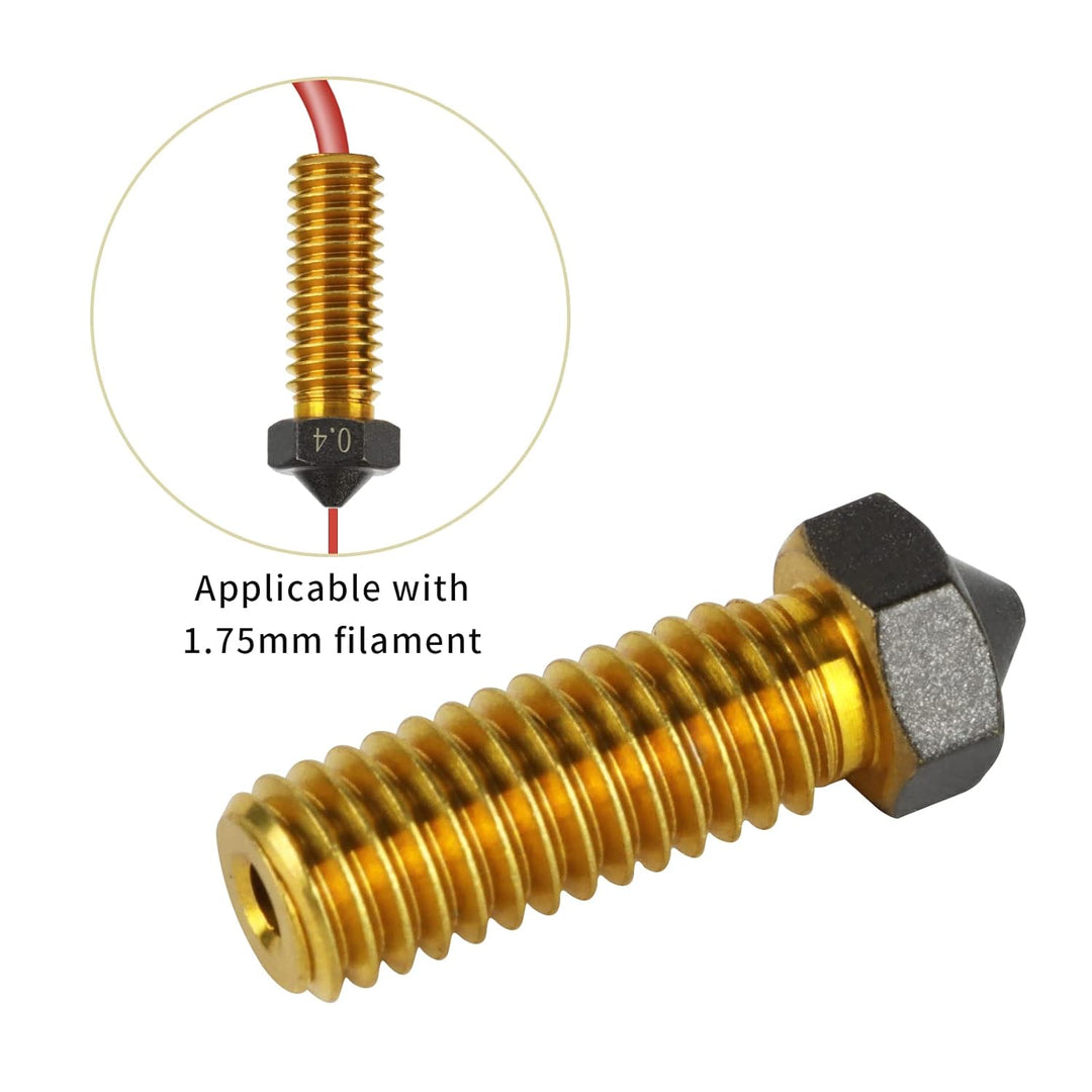 10Pcs V6 Volcano PTFE Nozzles 0.4/0.6/0.8/1.0mm M6 Thread Hotend Extruder PTFE Coating Volcano Nozzle for Artillery Genius, Sidewinder X1, X2, for Anycubic Vyper, Kobra Plus, Kobra Max