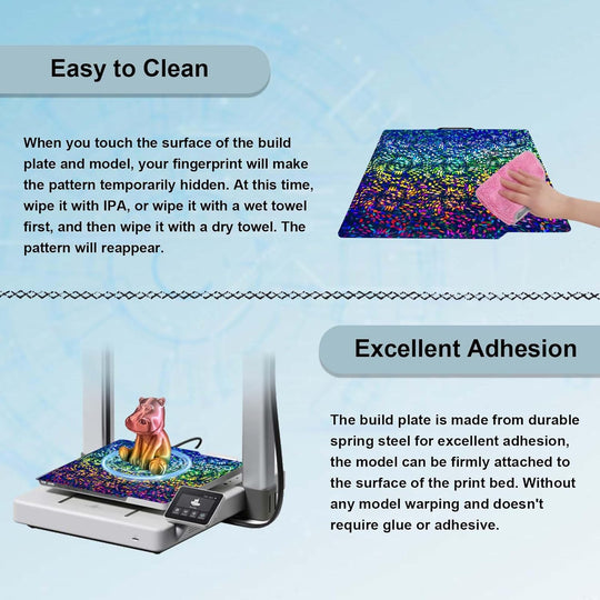 IdeaFormerRainbow Gear PEW+Plaid PES Spring Steel Build Plate, 257×257mm for Bambu Lab X1 X1C X1E P1P P1S A1