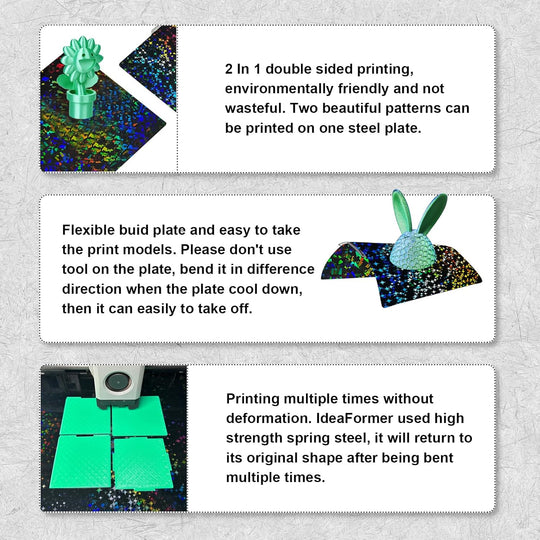 IdeaFormer Rainbow Confetti PEF+Galaxy PEY Spring Steel Build Plate, 257×257mm for Bambu Lab X1 X1C X1E P1P P1S A1