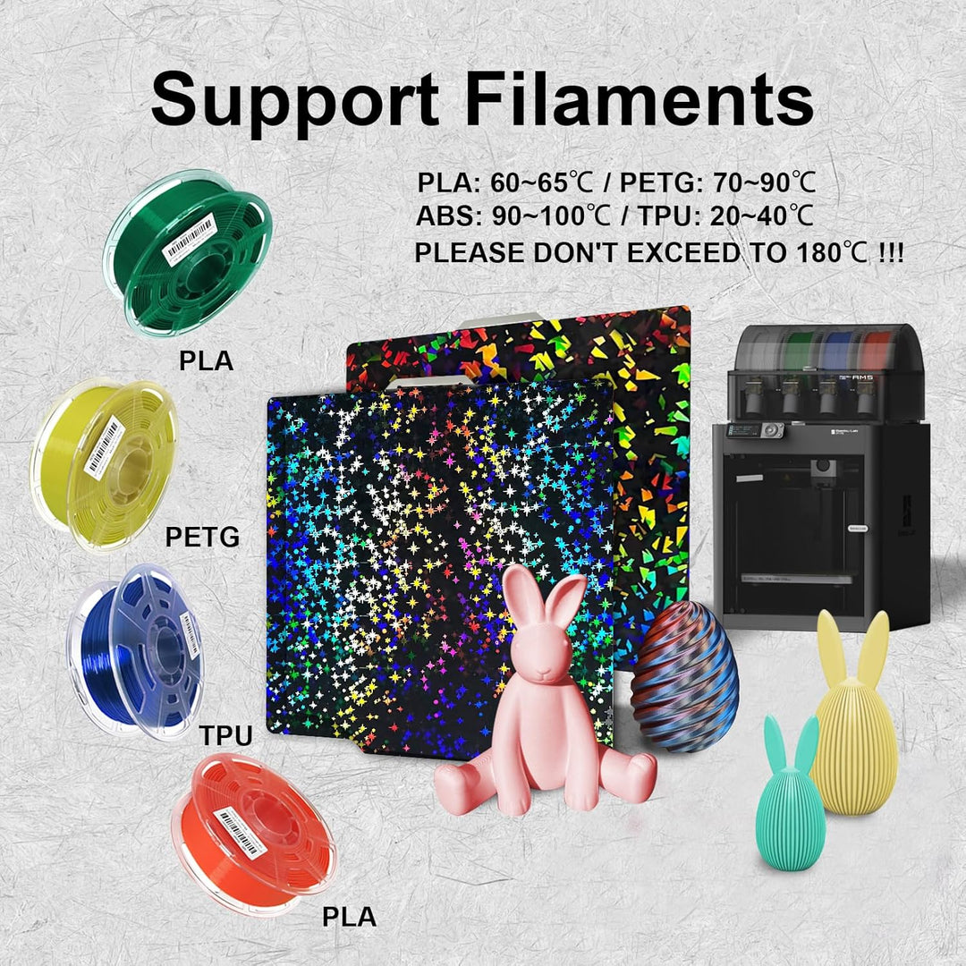 IdeaFormer Rainbow Confetti PEF+Galaxy PEY Spring Steel Build Plate, 257×257mm for Bambu Lab X1 X1C X1E P1P P1S A1