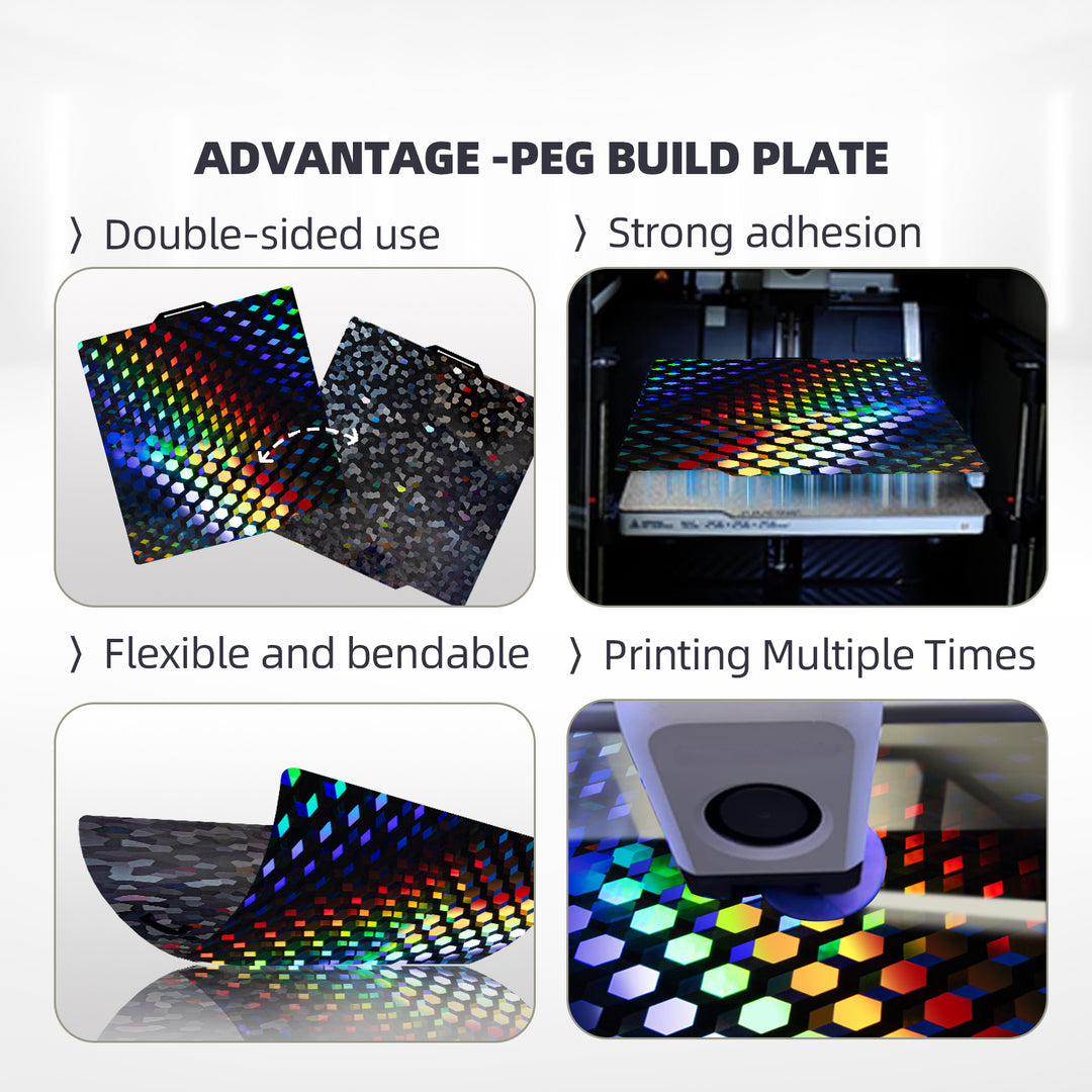 IdeaFormer Smooth Hew Glow + Water Cube PEG Spring Steel Build Plate, 257×257mm for Bambu Lab P1P P1S A1 X1 X1 Carbon