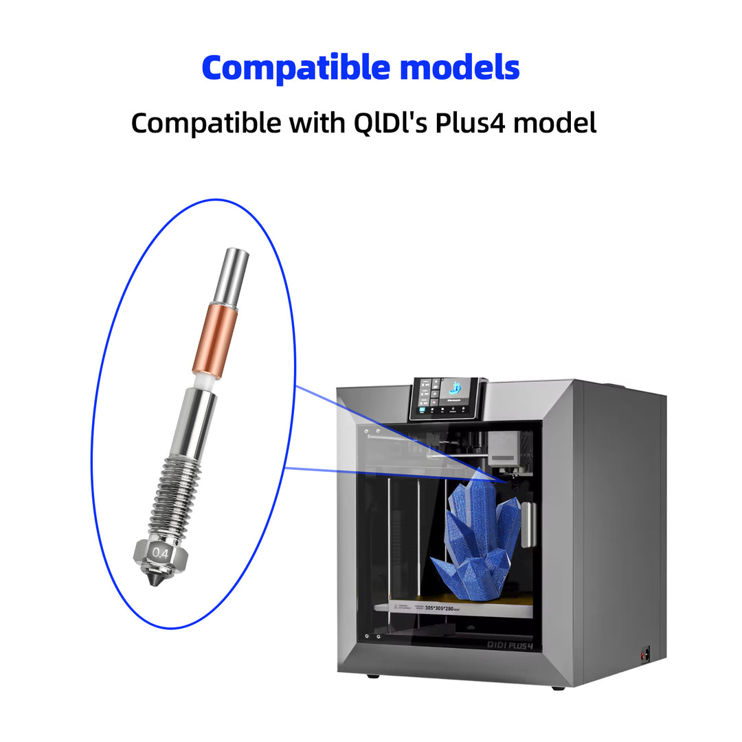 IdeaFormer Replacement 2PCS Integrated Nozzle for QIDI Plus4, M6 Bimetallic + Ceramics Nozzle for QIDI Plus4