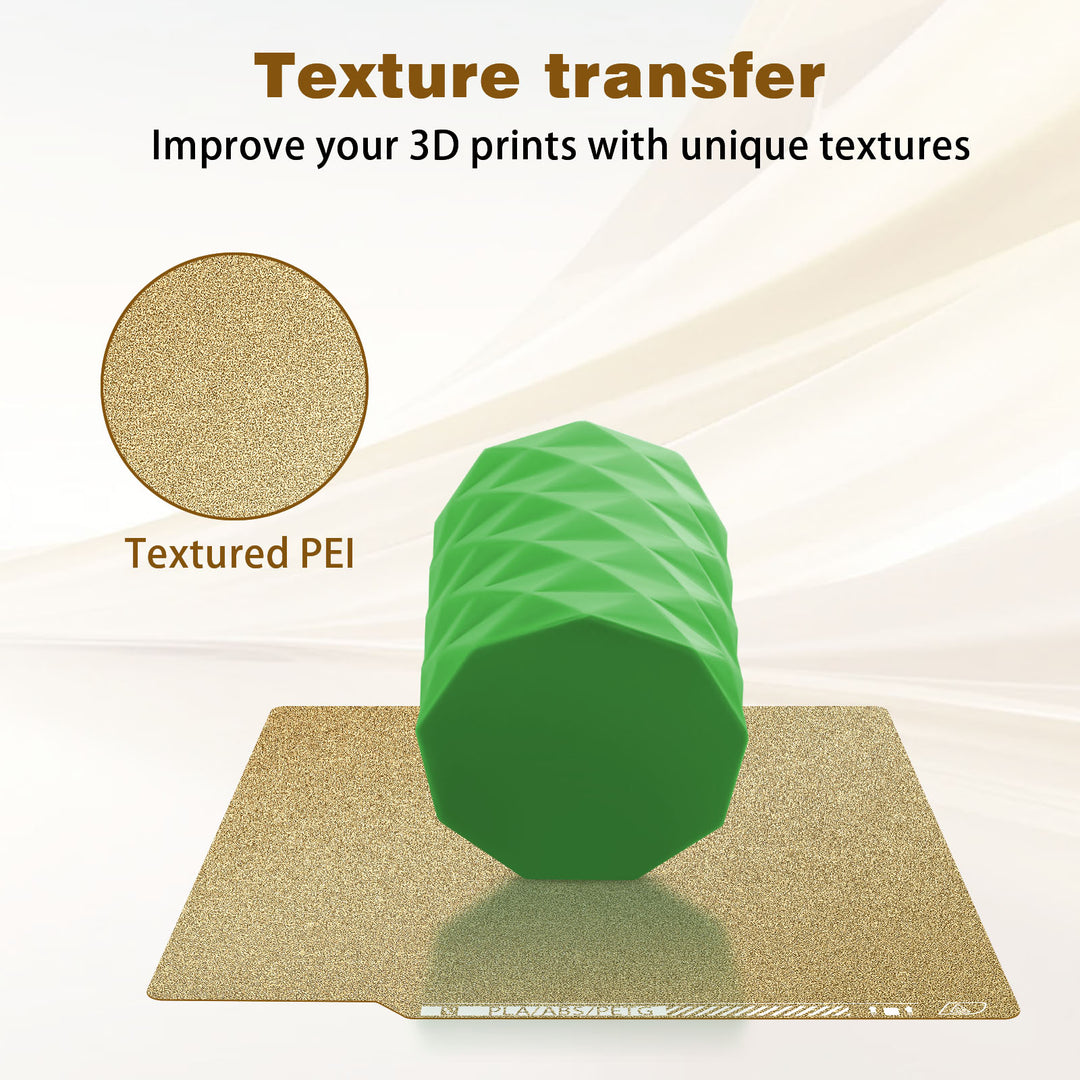 IdeaFormer Double Sided Gold Textured PEI Spring Steel Build Plate with QR Code, 257×257mm for Bambu Lab X1/X1C/P1P/P1S/A1