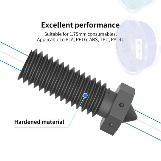 2Pcs CHT Volcano Nozzle Hardened Steel, 0.6mm High Flow Volcano Hotend Extruder Nozzles for Artillery Genius, Sidewinder X, X2, for Anycubic Vyper, Kobra Plus, Kobra Max for 1.75mm Filament