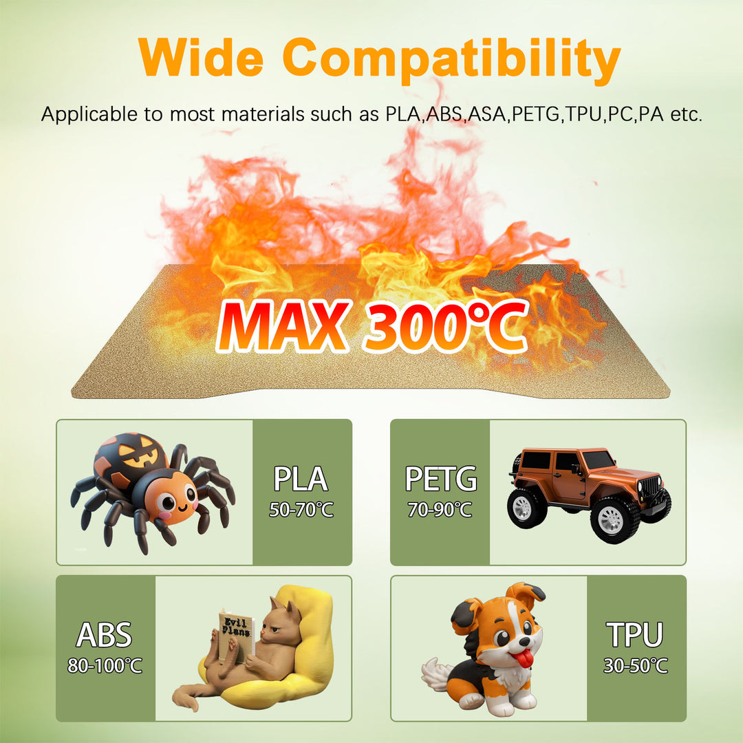 IdeaFormer Double Sided Gold Textured PEI Spring Steel Build Plate, 270×293mm For Creality K2 3D Printer