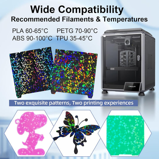 IdeaFormer Rainbow Confetti PEF+Galaxy PEY Spring Steel Build Plate with Magnetic Plate, 235×235mm for Creality K1/K1 SE/K1C/Ender 3 S1/Ender 3 S1 Pro/Ender 5 S1/Ender 3 V3 SE/KE/Ender 3 V2/Neo