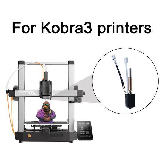 Upgrade Ceramic Hotend for Kobra 3 Combo, 24W 60W Extruder Print Head Kit with Heater Block Heating Cartridge Thermistor Hardened Steel Nozzle for Anycubic Kobra 3 3D Printer
