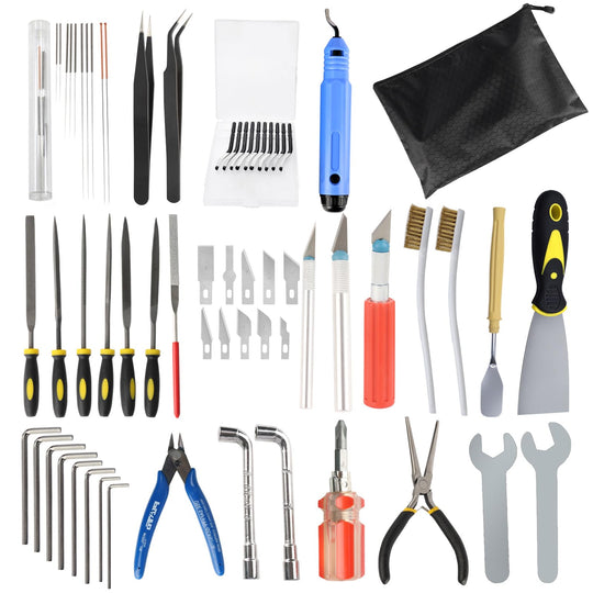 62PCS 3D Printer Tools Set Print Tool Kit Includes Cleaning Tools Deburring & Disassembly Tool Storage Bag for 3D Printing Maintenance Cleaning Removing Trimming Finishing Accessories