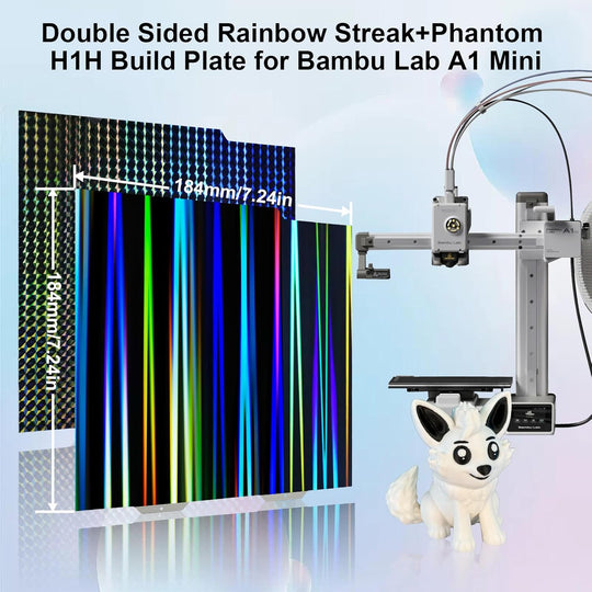 IdeaFormer Rainbow Streak+Phantom H1H Spring Steel Build Plate, 184×184mm for Bambu Lab A1 MIni