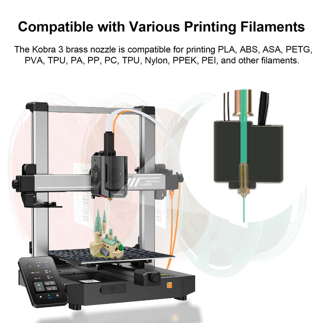 IdeaFormer 10 Pcs 0.4mm,0.6mm,0.8mm Brass Nozzle/Hardened Steel Nozzle for Anycubic Kobra 3 3D Printer