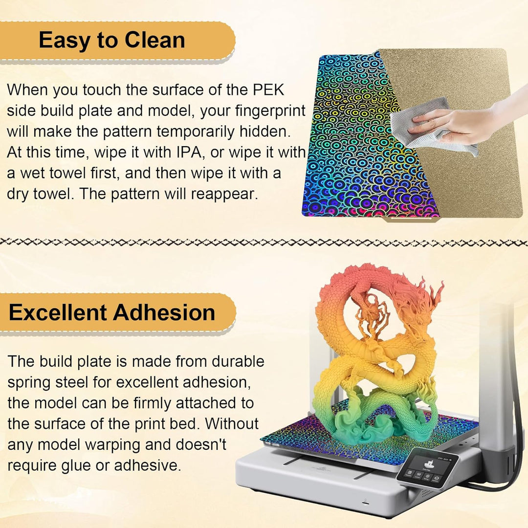 IdeaFormer Smooth Kaleidoscope PEK+Textured PEI  Spring Steel Build Plate, 257×257mm for Bambu Lab X1 X1C X1E P1P P1S A1