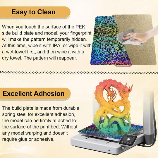 IdeaFormer Smooth Kaleidoscope PEK+Textured PEI  Spring Steel Build Plate, 257×257mm for Bambu Lab X1 X1C X1E P1P P1S A1