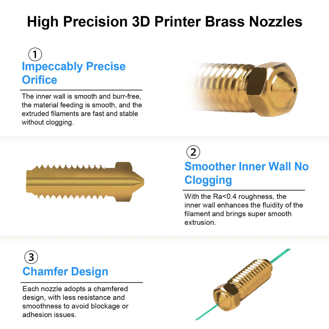 IdeaFormer 10 Pcs 0.4mm,0.6mm,0.8mm Brass Nozzle/Hardened Steel Nozzle for Anycubic Kobra 3 3D Printer