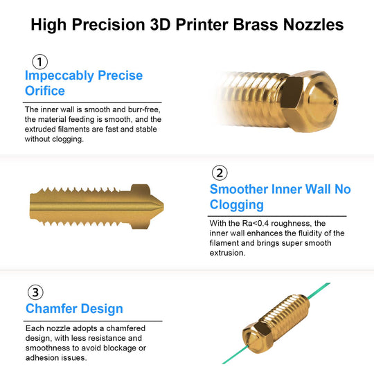 IdeaFormer 10 Pcs 0.4mm,0.6mm,0.8mm Brass Nozzle/Hardened Steel Nozzle for Anycubic Kobra 3 3D Printer