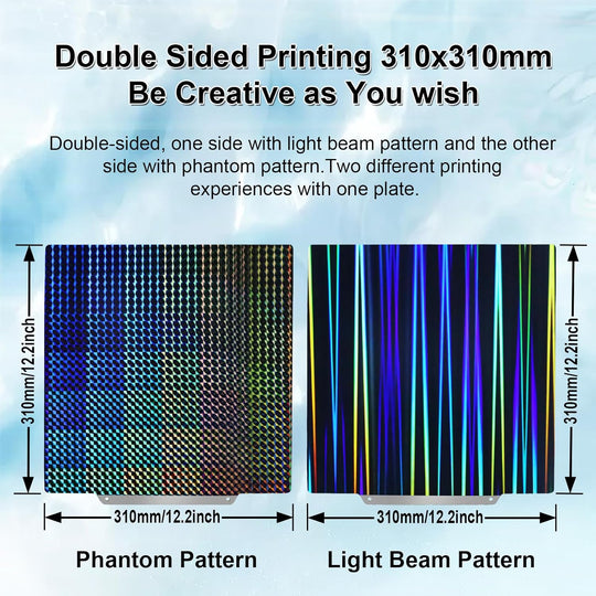 IdeaFormer Light Beam+Phantom H1H Spring Steel Build Plate, 310×310mm for Qidi Plus 4 for Artillery Sidewinder X1/X2 for Creality CR-10/CR-10S/Anet A8 Plus