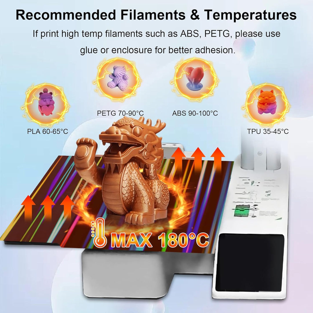 IdeaFormer Rainbow Streak+Phantom H1H Spring Steel Build Plate, 184×184mm for Bambu Lab A1 MIni