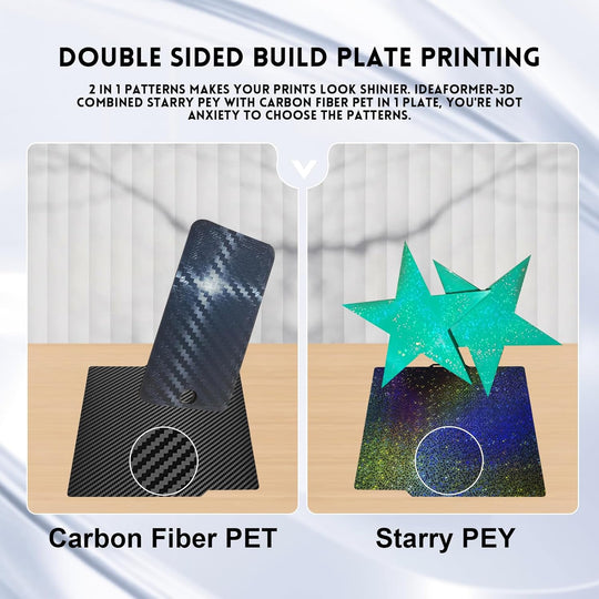 IdeaFormer Rainbow Starry PEY+Carbon Fiber PET Spring Steel Build Plate, 257x257mm for Bambu Lab P1P/P1S/X1C/X1/X1E/A1