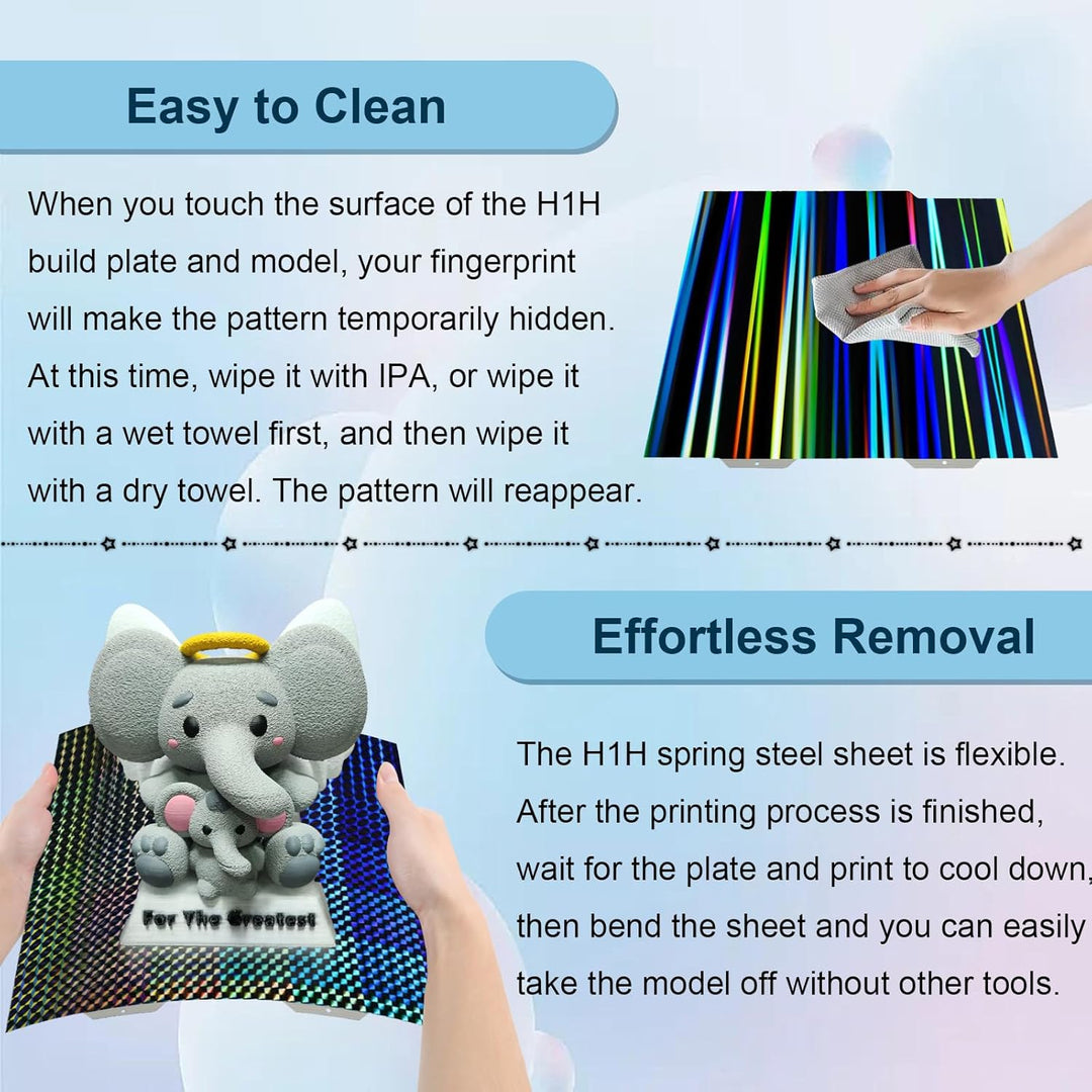 IdeaFormer Rainbow Streak+Phantom H1H Spring Steel Build Plate, 184×184mm for Bambu Lab A1 MIni