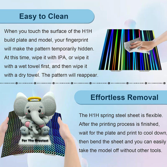 IdeaFormer Rainbow Streak+Phantom H1H Spring Steel Build Plate, 184×184mm for Bambu Lab A1 MIni