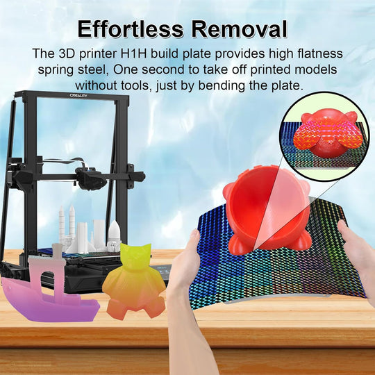 IdeaFormer Light Beam+Phantom H1H Spring Steel Build Plate, 310×310mm for Qidi Plus 4 for Artillery Sidewinder X1/X2 for Creality CR-10/CR-10S/Anet A8 Plus