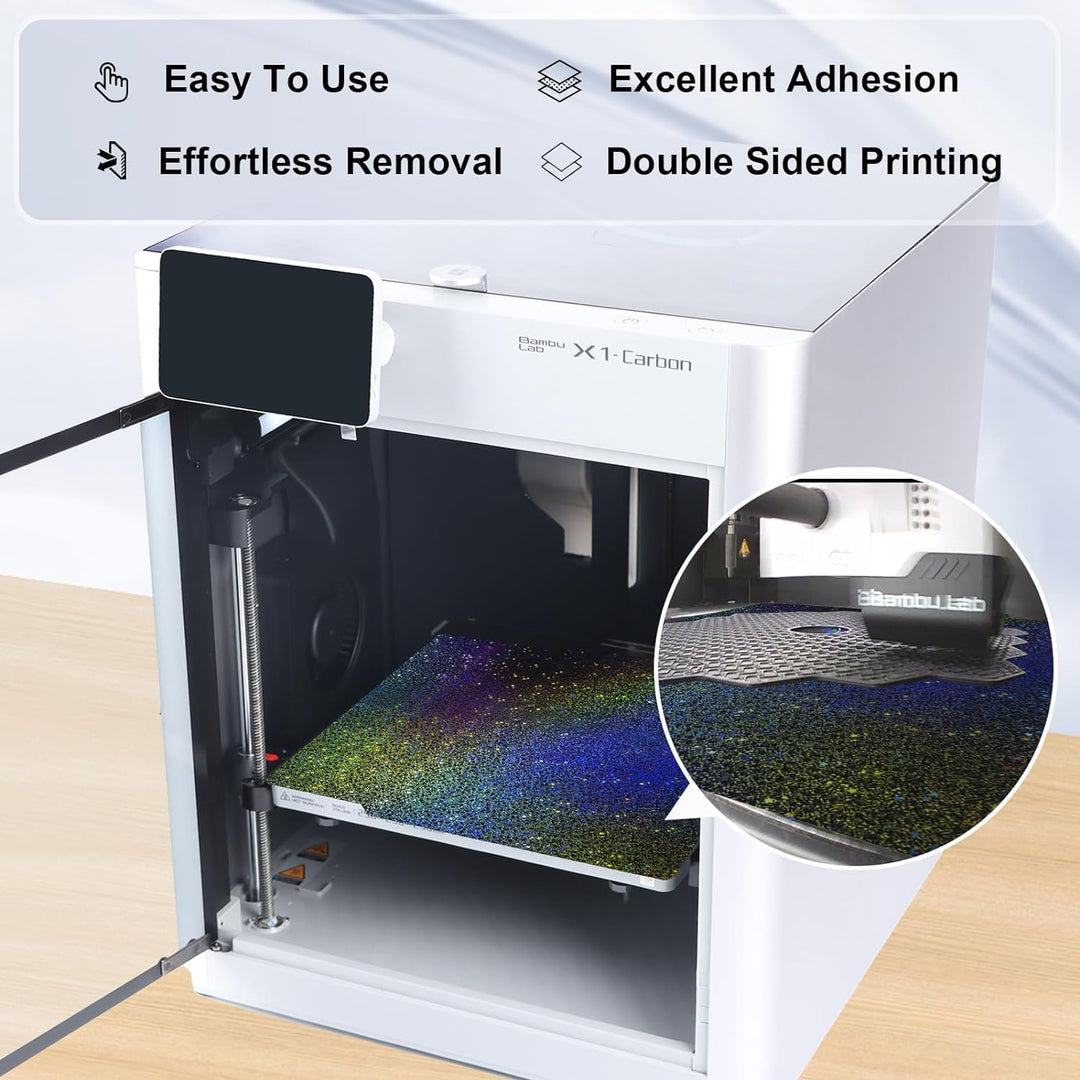 IdeaFormer Rainbow Starry PEY+Carbon Fiber PET Spring Steel Build Plate, 257x257mm for Bambu Lab P1P/P1S/X1C/X1/X1E/A1