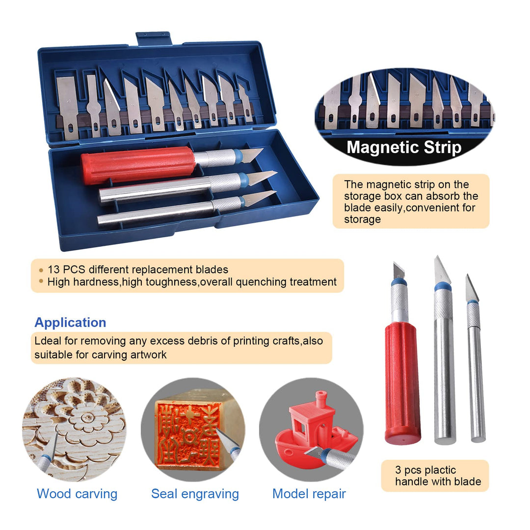 62PCS 3D Printer Tools Set Print Tool Kit Includes Cleaning Tools Deburring & Disassembly Tool Storage Bag for 3D Printing Maintenance Cleaning Removing Trimming Finishing Accessories