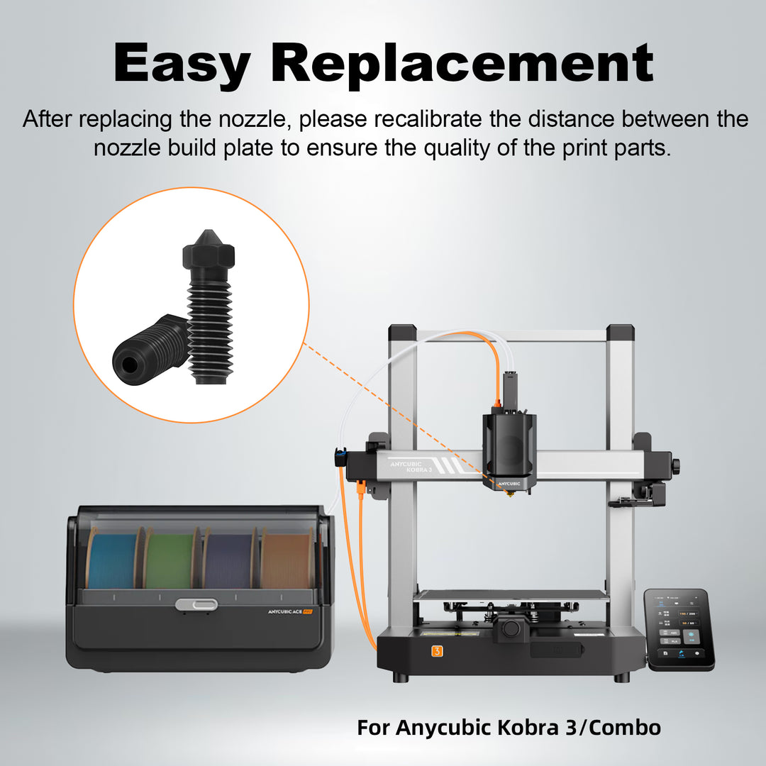 IdeaFormer 10 Pcs 0.4mm,0.6mm,0.8mm Brass Nozzle/Hardened Steel Nozzle for Anycubic Kobra 3 3D Printer