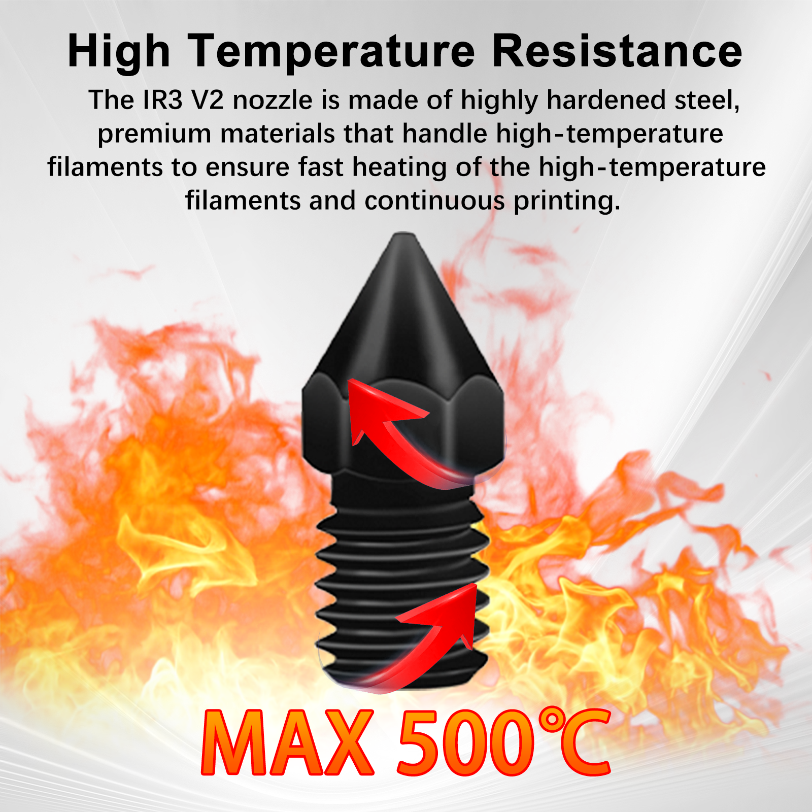 IdeaFormer 5Pcs IR3 V2 Hardened Steel Nozzles, IR3 V2 3D Printer Hardened Steel Extruder Hotend Nozzle Kit, the sizes 0.4/0.6/0.8mm, Support Filament TPU/PLA/PETG/ABS