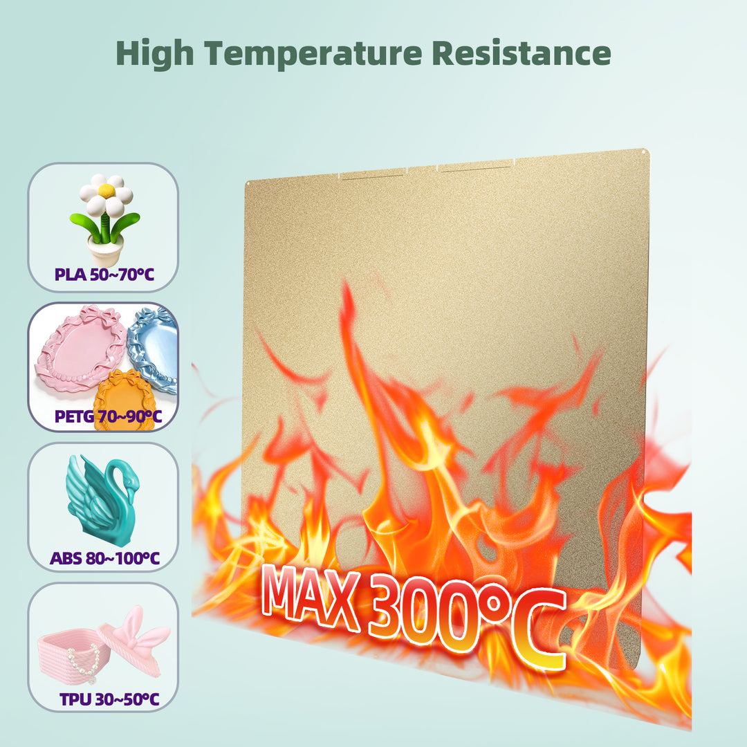 IdeaFormer Double-Sided Textured Gold PEI Spring Steel Build Plate, 310×325mm For Creality K2 Pro 3D Printer