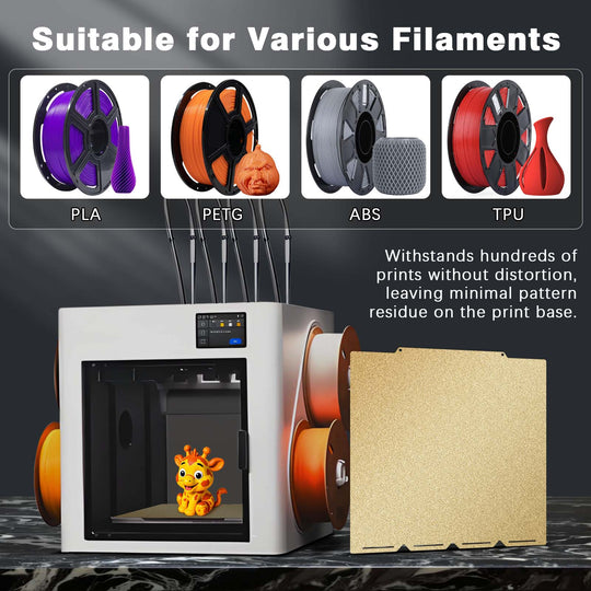 IdeaFormer 両面ゴールドテクスチャPEIスプリングスチールビルドプレート、276×293mm、Snapmaker U1 3Dプリンター用、プリントサイズ270×270mm