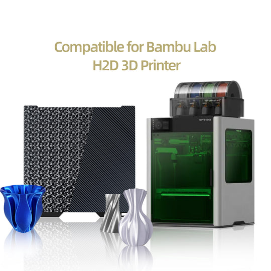 IdeaFormer Diamond PEO+Carbon Fiber PET Spring Steel Build Plate, 346×355mm for Bambu Lab H2D, 350mmx320mm Print Size