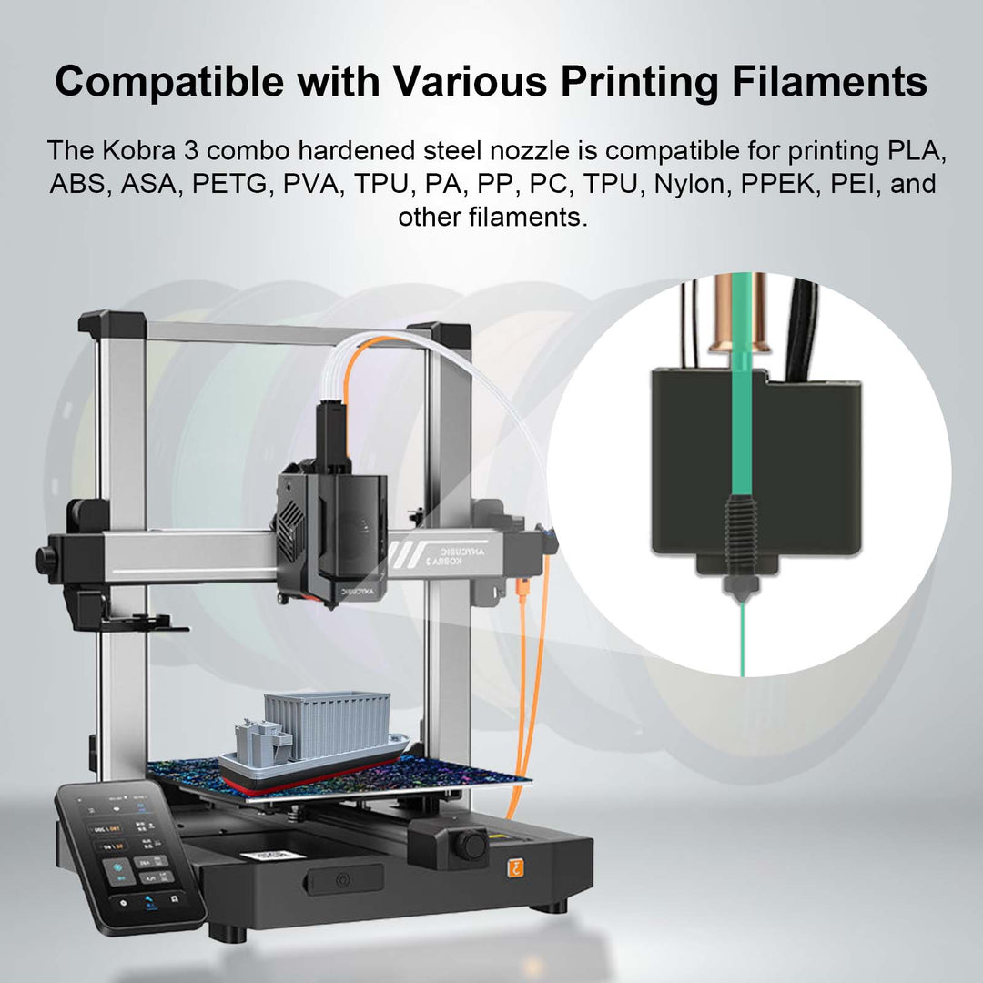 IdeaFormer 10 Pcs 0.4mm,0.6mm,0.8mm Brass Nozzle/Hardened Steel Nozzle for Anycubic Kobra 3 3D Printer