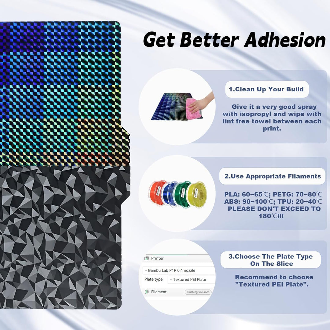 IdeaFormer Smooth Phantom H1H+Diamond PEO Spring Steel Build Plate, 257x257mm for Bambu Lab P1P/P1S/X1C/X1/X1E/A1