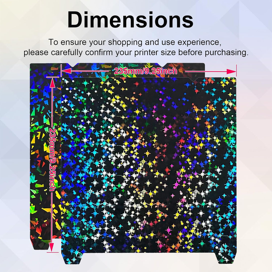 IdeaFormer Rainbow Confetti PEF+Galaxy PEY Spring Steel Build Plate, 235x235mm for Creality K1C/K1/SE/Ender 5 S1/Ender 3/Ender 3 Pro/Ender 3 V2/Ender 3 S1 Pro/Ender 3 Neo