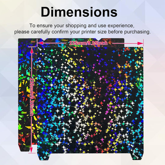 IdeaFormer Rainbow Confetti PEF+Galaxy PEY Spring Steel Build Plate, 235x235mm for Creality K1C/K1/SE/Ender 5 S1/Ender 3/Ender 3 Pro/Ender 3 V2/Ender 3 S1 Pro/Ender 3 Neo