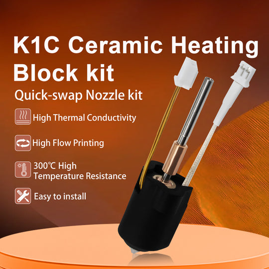 IdeaFormer K1C Ceramic Heating Block Kit, High Flow Hotend Supports 300°C High Temperature and 600mm/s High Speed Printing Printing for 3D Printer K1 Max/K1C