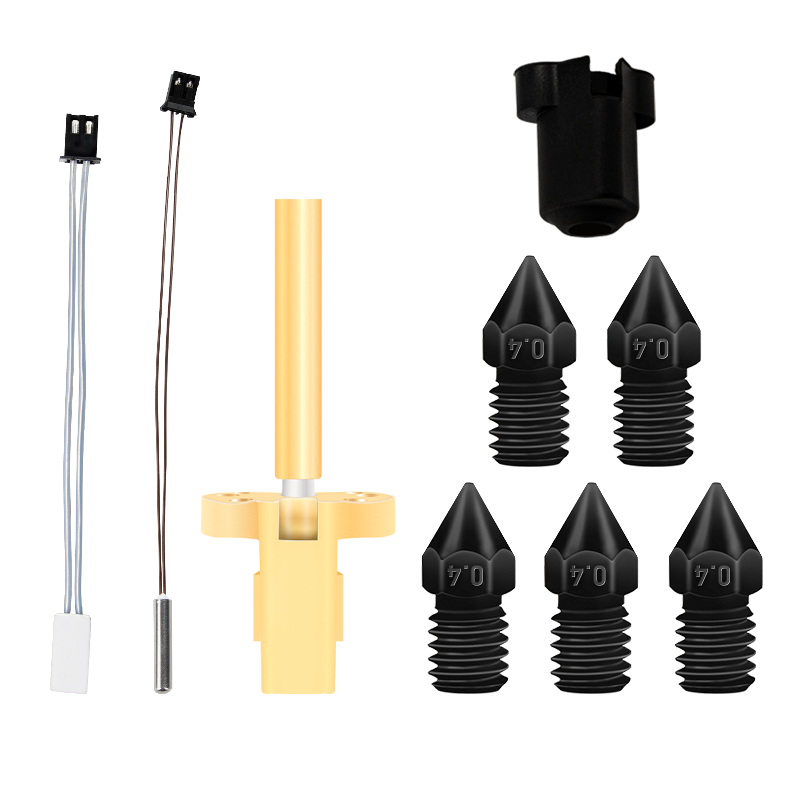 IdeaFormer IR3 V2 Extruder Hotend Kit, with 5 Pcs 0.4mm/0.6mm/0.8mm Hardened Steel Nozzles, Heating Rod, Thermistor, Silicone Scok, Support Filament TPU PLA PETG ABS for IR3 V2 3D Printer